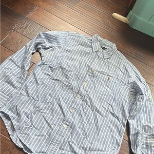 Ralph Lauren Blue and White Striped Button Down Shirt